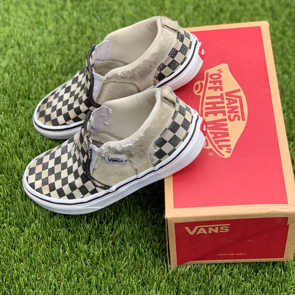 Vans checkered slip ons